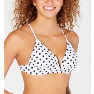 Hula Honey Polka Dot V-Wire Bikini Swim Top Size Small